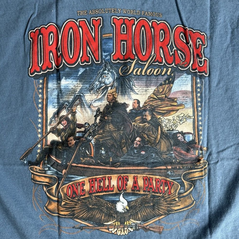 Iron Horse Saloon T Shirt Donald Trump Rare Mens XL Blue MAGA Eagle - Picture 8 of 8